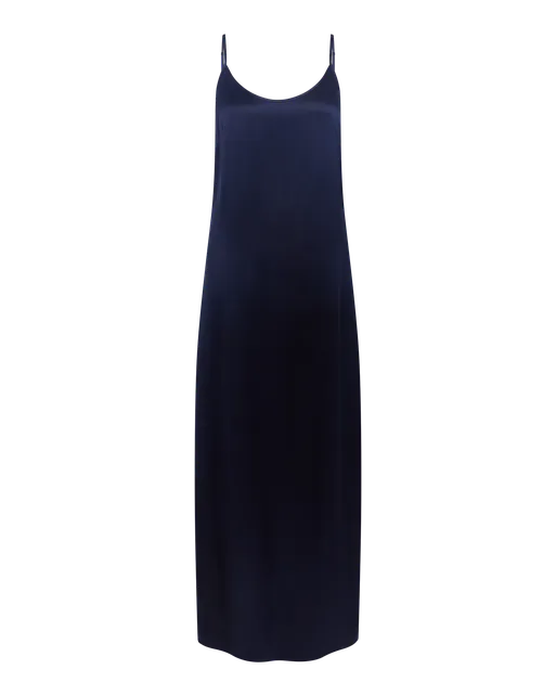 Cecily Long Slip Dress Navy/Navy | Agent Provocateur