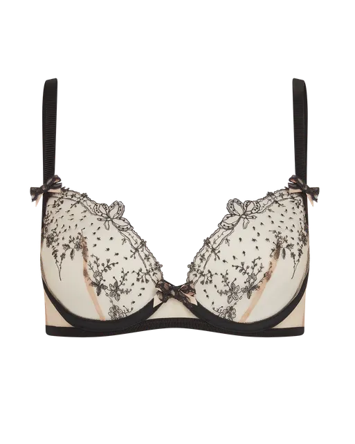 Graice Plunge Underwired Bra Black/Sand | Agent Provocateur