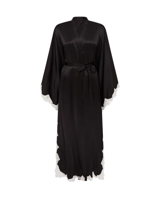 Nelle Long Gown Black/Ivory | Agent Provocateur
