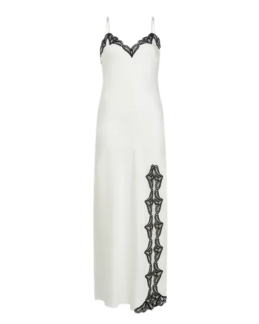 Nelle Long Slip Ivory/Black | Agent Provocateur