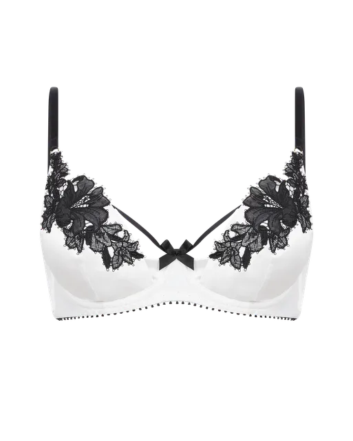 Penelopi Plunge Underwired Bra Ivory/Black | Agent Provocateur