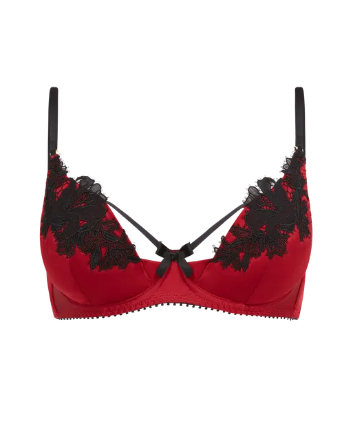 Penelopi Plunge Underwired Bra Red/Black | Agent Provocateur