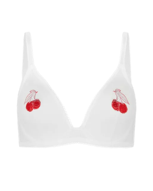 Perri Plunge Underwired Bra  White/Red | Agent Provocateur
