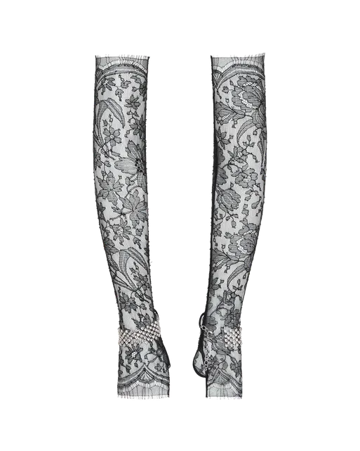 Anora Long Gloves Black/Crystal | Agent Provocateur