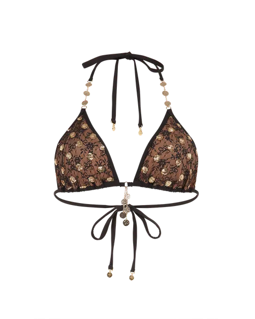 Azaria Bikini Top Brown/Gold | Agent Provocateur