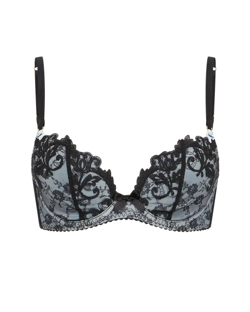 Clarette Plunge Underwired Bra  Blue/Black | Agent Provocateur