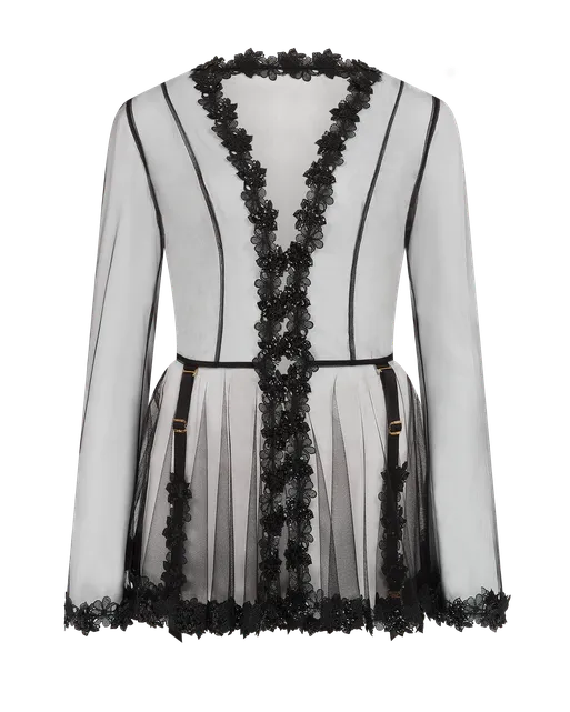 Floss Short Dressing Gown  Black | Agent Provocateur
