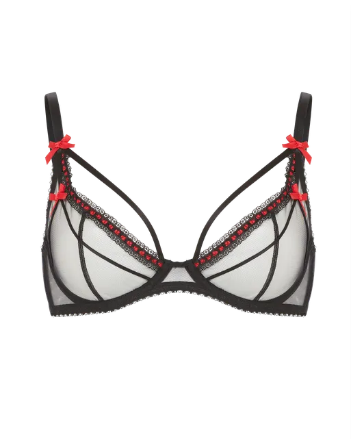 Hetty Plunge Underwired Bra Black/Red | Agent Provocateur