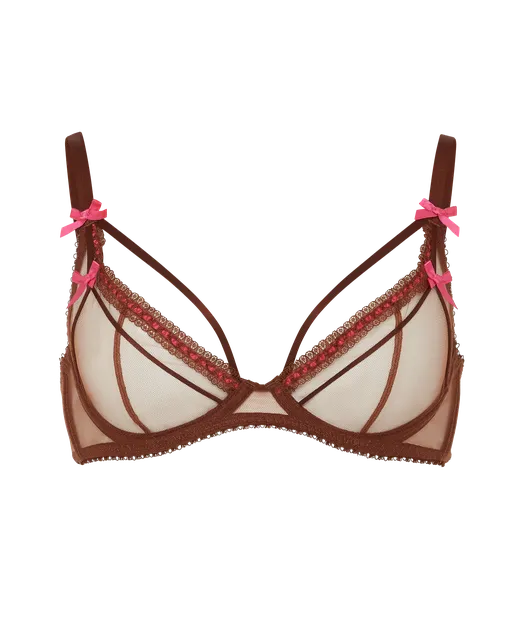 Hetty Plunge Underwired Bra  Brown/Pink | Agent Provocateur