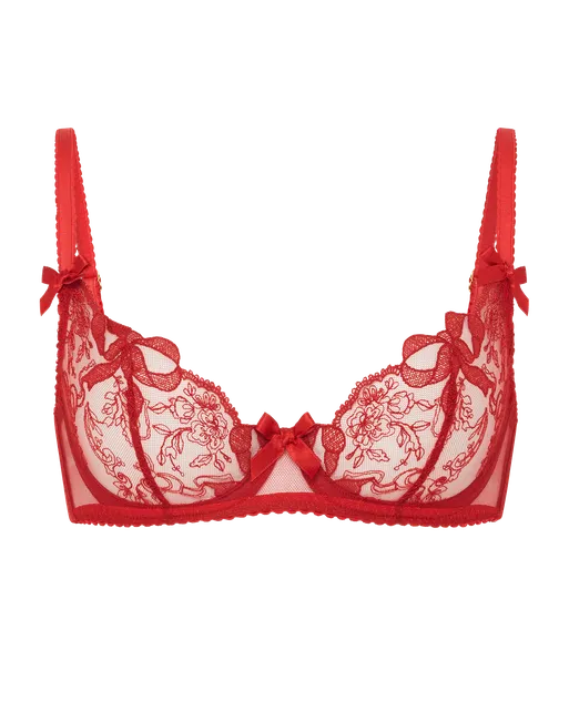 Lisetta Plunge Underwired Bra Red/Sand | Agent Provocateur