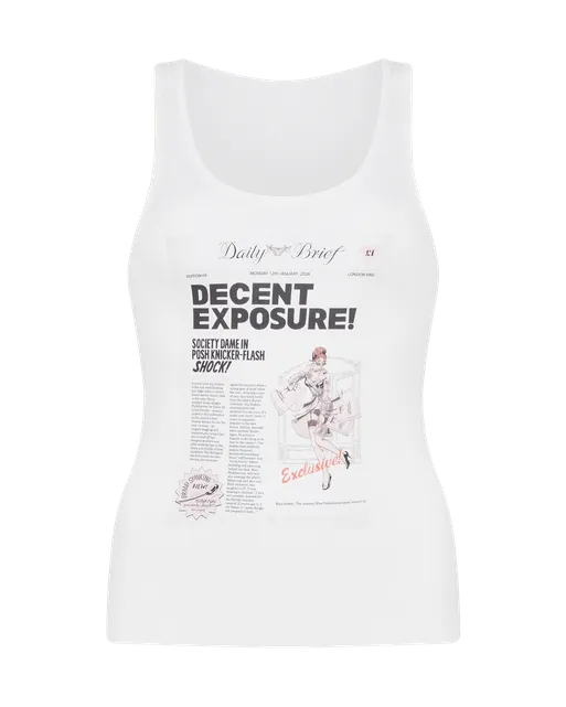 Newspaper Pyjama Vest Top White | Agent Provocateur