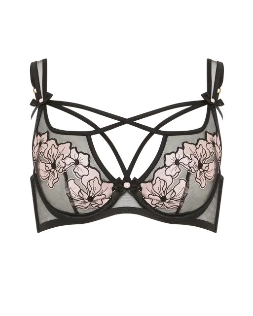Polina Plunge Underwired Bra Pink/Black | Agent Provocateur