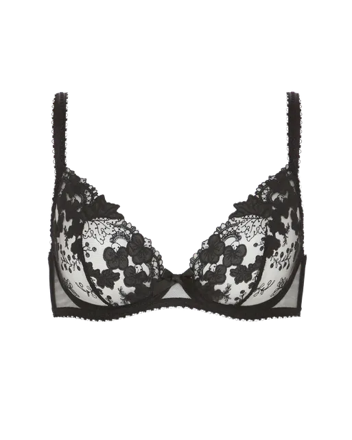 Posy Plunge Underwired Bra Black | Agent Provocateur