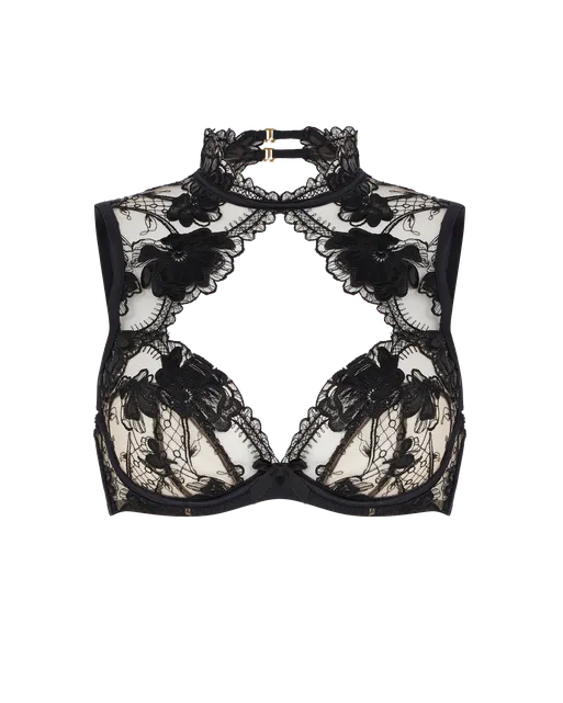 Rexanna High Neck Underwired Bra Black/Nude | Agent Provocateur