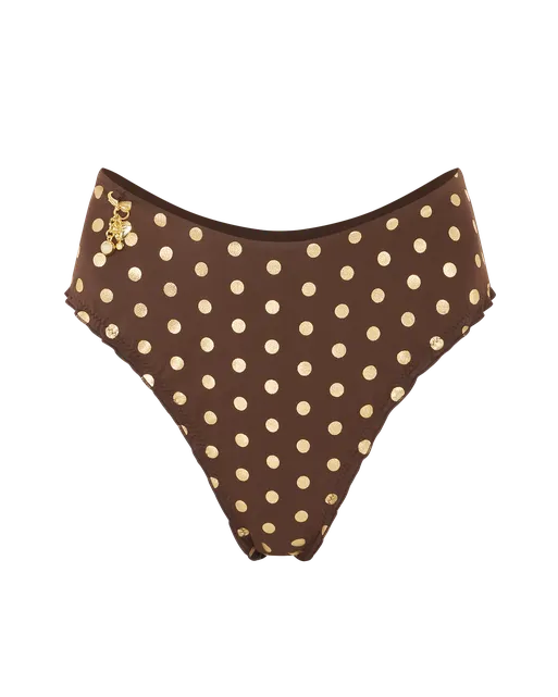 Syndi High Waisted Bikini Bottom Brown/Gold | Agent Provocateur