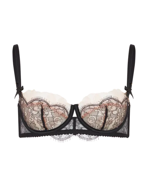 Vitoria Balconette Underwired Bra Black/Blush | Agent Provocateur