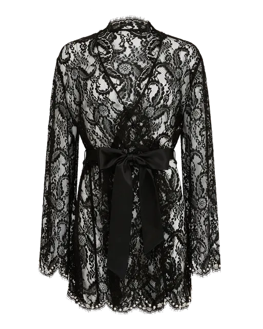 Vivienna Short Kimono  Black/Pearl | Agent Provocateur
