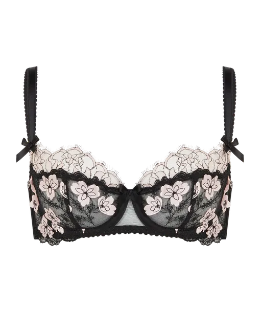 Andiee Plunge Underwired Bra Black/Baby Pink | Agent Provocateur