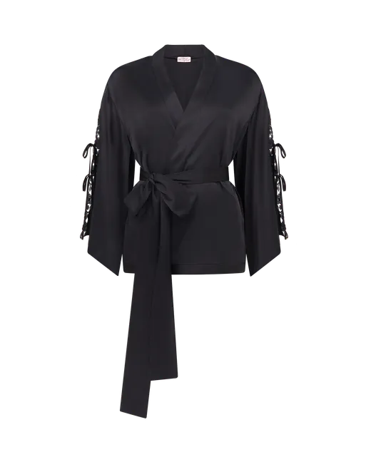 Babsie Short Kimono Black | Agent Provocateur