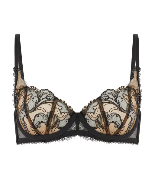 Cyndi Plunge Underwired Bra Black/Sand | Agent Provocateur