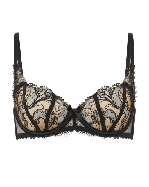 Cyndi Plunge Underwired Bra Black/Sand | Agent Provocateur