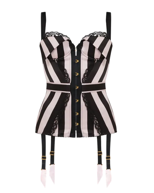 Jemina Corset Top Pink/Black Stripe | Agent Provocateur