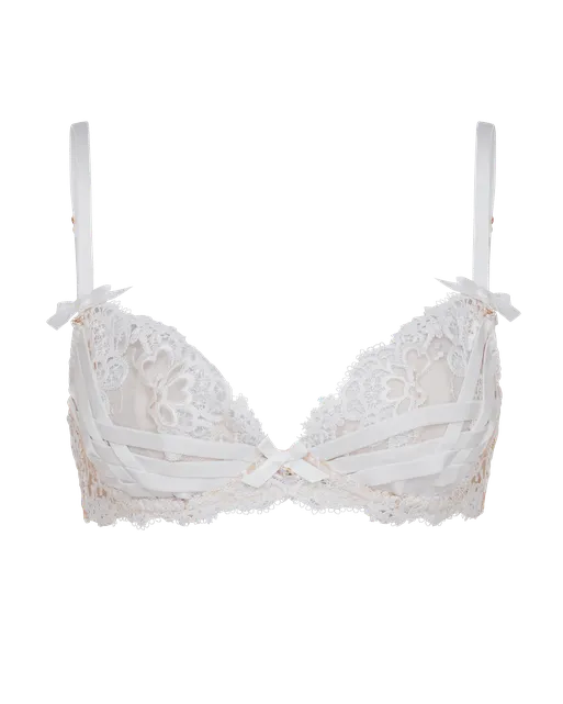 Dioni Plunge Underwired Bra White/Sand | Agent Provocateur