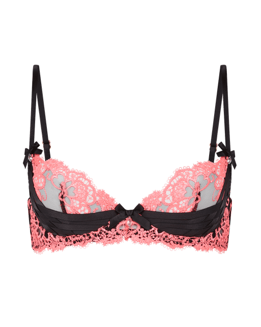 Dioni Plunge Underwired Bra Black/Neon Pink | Agent Provocateur