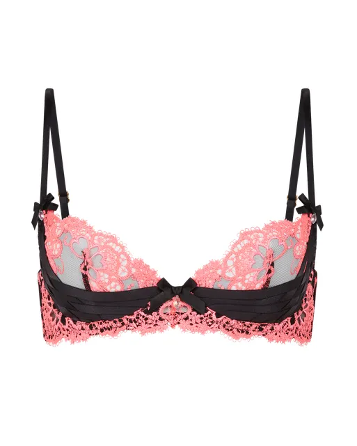 Dioni Plunge Underwired Bra Black/Neon Pink | Agent Provocateur