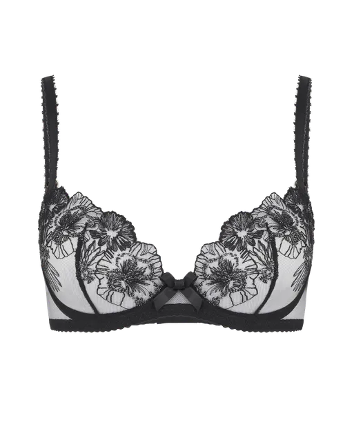 Astria Plunge Underwired Bra Metallic Black | Agent Provocateur