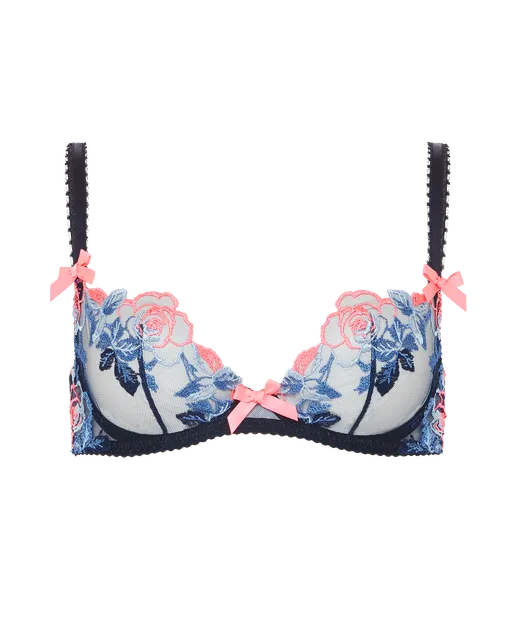 Callypso Plunge Underwired Bra  Blue/Multi | Agent Provocateur