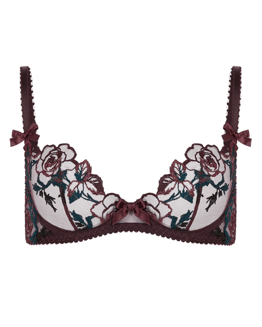 Callypso Plunge Underwired Bra Plum/Green | Agent Provocateur