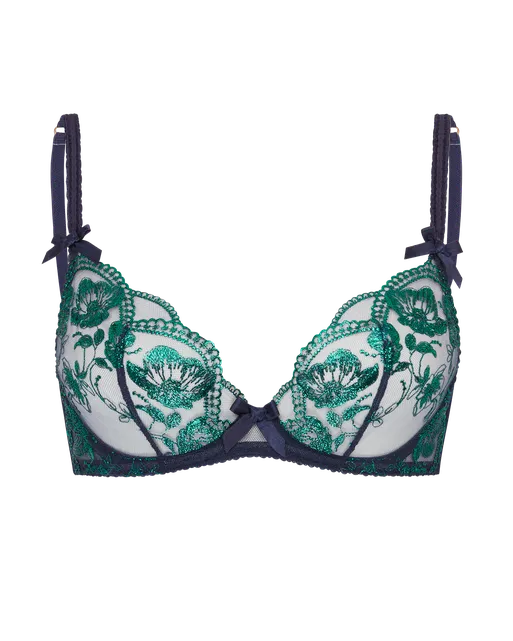Winnette Plunge Underwired Bra Green | Agent Provocateur