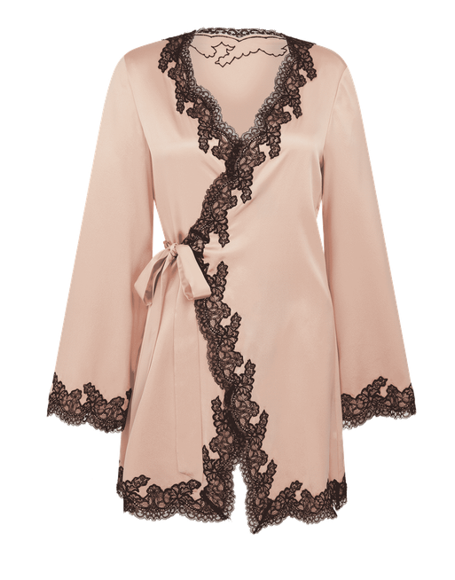 Pantalon Pyjama Agent Provocateur Amelea - Soie Rose Et Noire Avec Dentelle - Taille XS (2) - Neuf Avec étiquettes