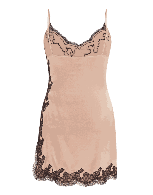 Agent Provocateur Amelea Long Gown Pink Silk With Black Trim