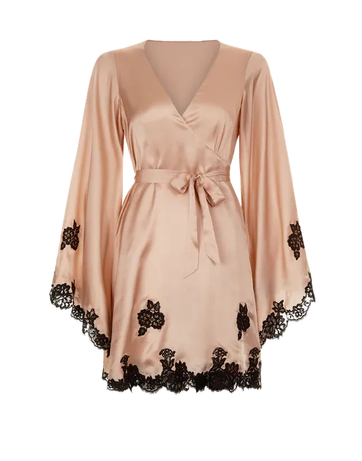 Gulia Short Kimono in Blush Black By Agent Provocateur Sale