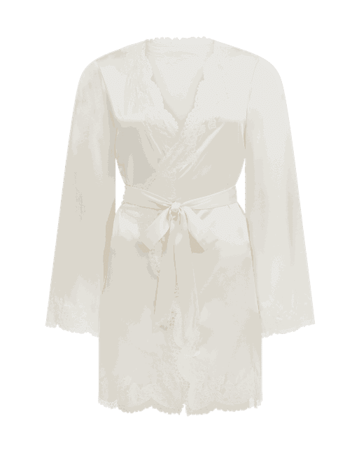 Agent Provocateur Amelea kimono van zijde met kant • Perzikroze • de Bijenkorf