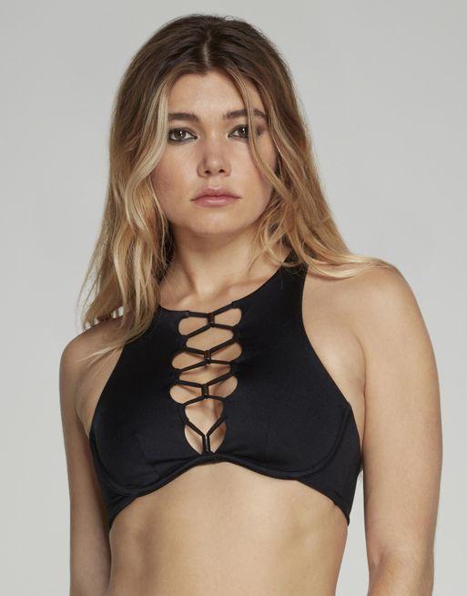 Lace up back bikini top top