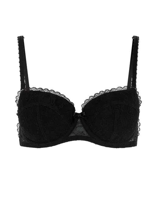 Hinda Balconette Strapless Underwired Bra in Black