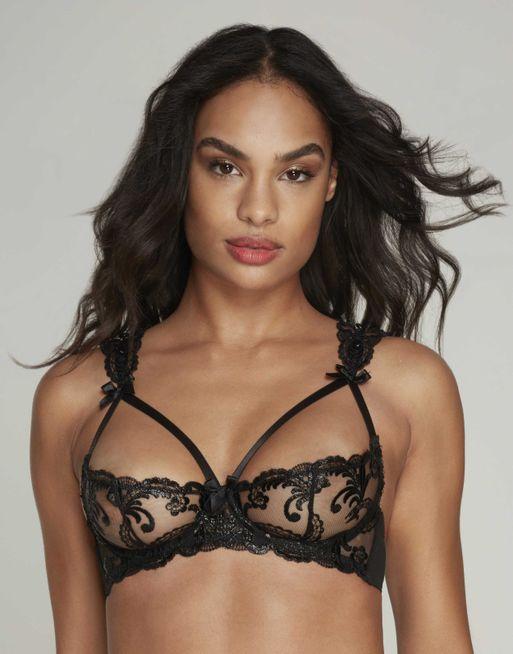 Dixee Quarter Cup Balconette Underwired Bra in Black | Agent Provocateur