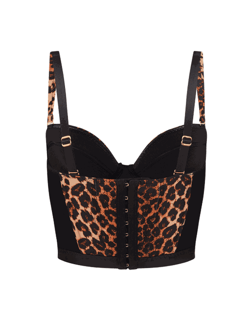 Elora Padded Plunge Underwired Bustier in Leopard