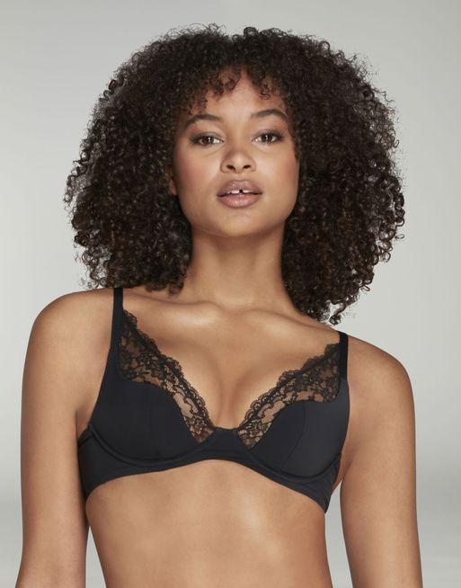 Brigette Padded High Apex Underwired Bra in Black | Agent Provocateur