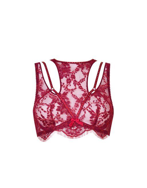 Talia High Neck Underwired Bra in Red