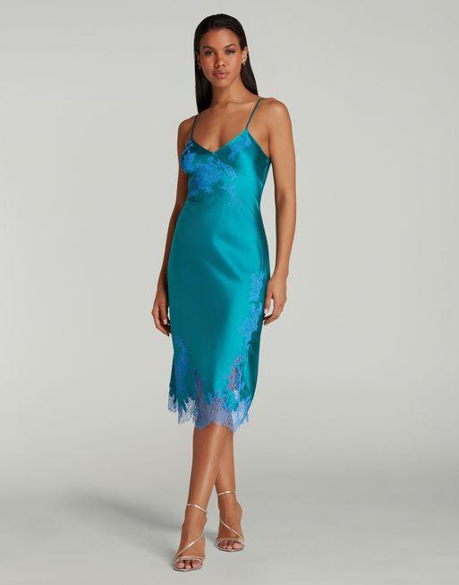 Christi Long Slip in Teal/Blue | By Agent Provocateur