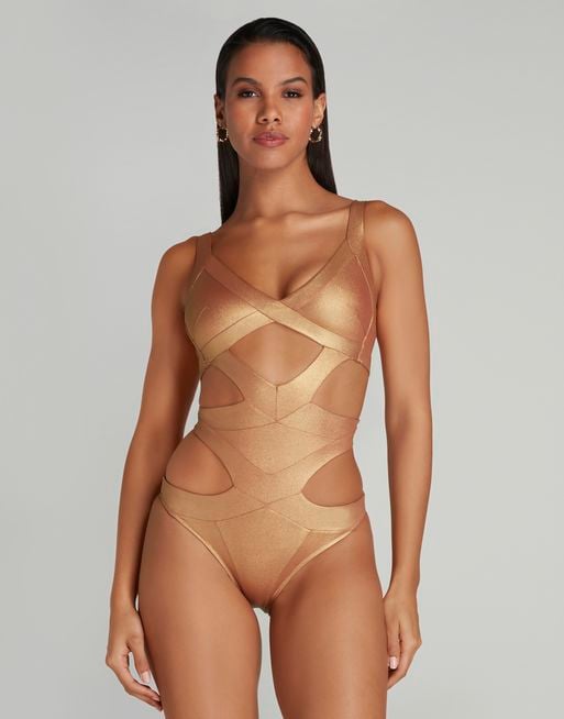 Mazzy Swimsuit in Gold/Gold | By Agent Provocateur All Swimwear