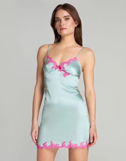 Molly Short Slip in Mint/Pink | By Agent Provocateur All Nightwear