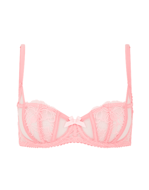 Agent Provocateur Rozlyn Satin-trimmed Tulle And Leavers Lace Underwired  Balconette Bra in Pink