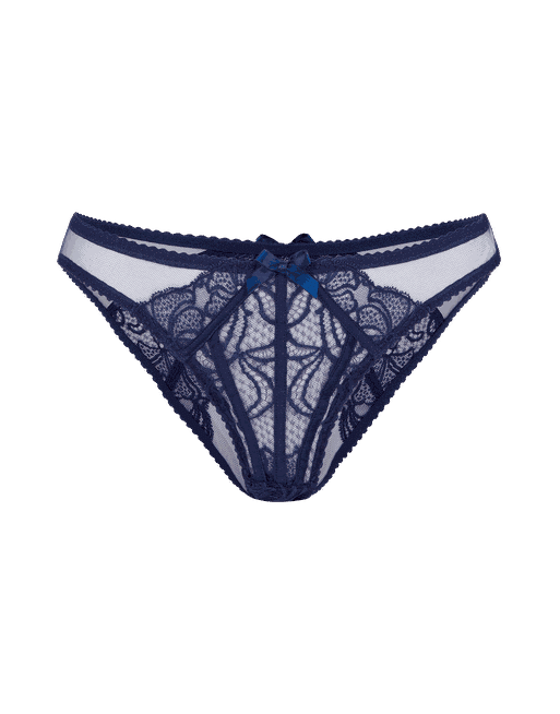Buy online Navy Blue Satin Bra And Panty Set from lingerie for
