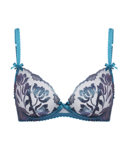 Sparkle Plunge Underwired Bra in Teal/Navy