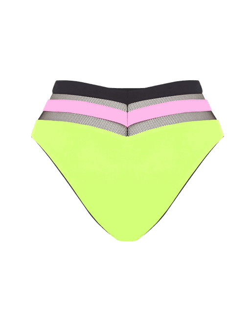 Neon yellow high waisted bikini bottoms top